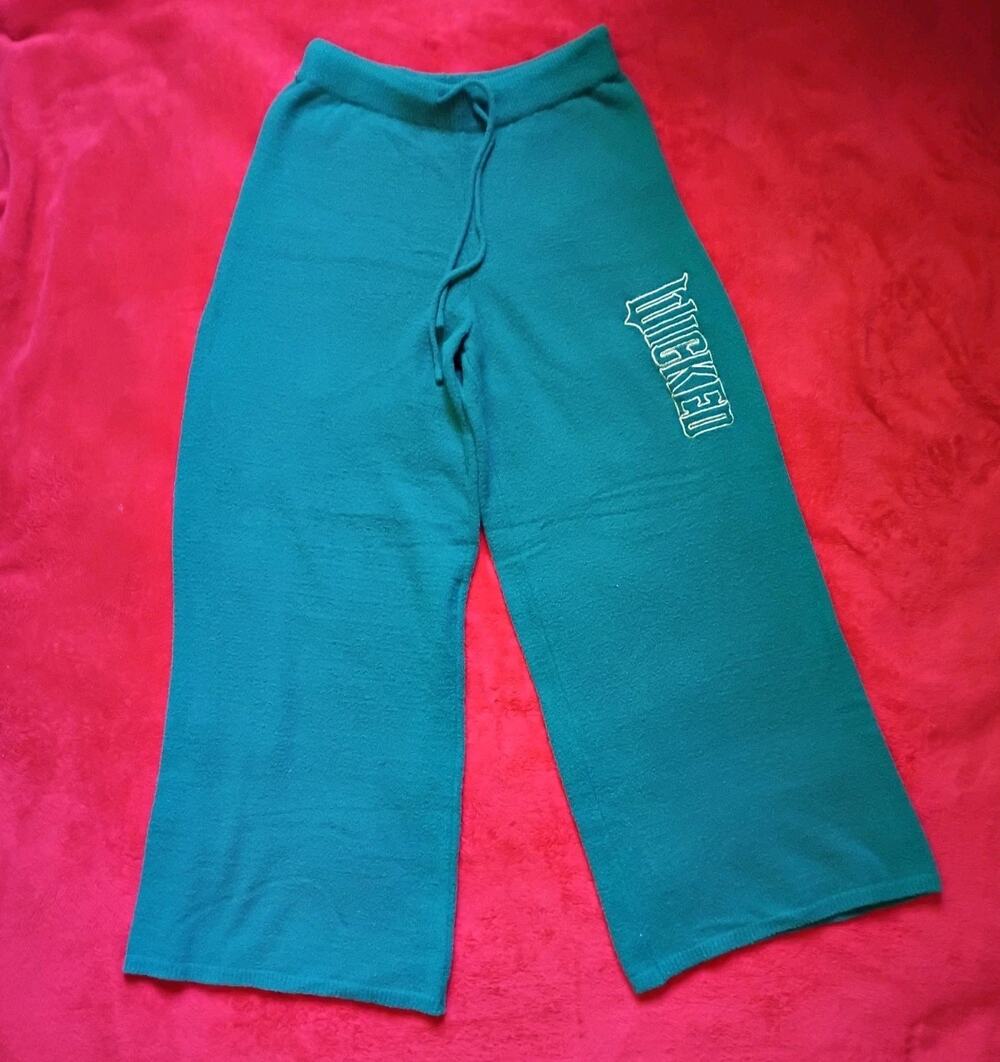 Wicked Sweater Rib Wide Leg Lounge Pants Womens XS Emerald Green Oz Comfy Cozy
